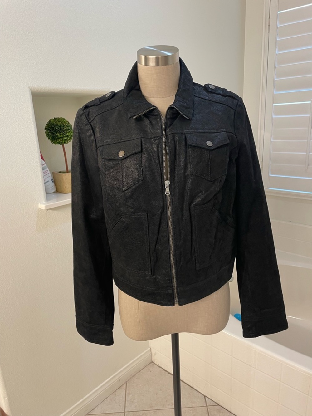Black Genuine Suede moto Jacket